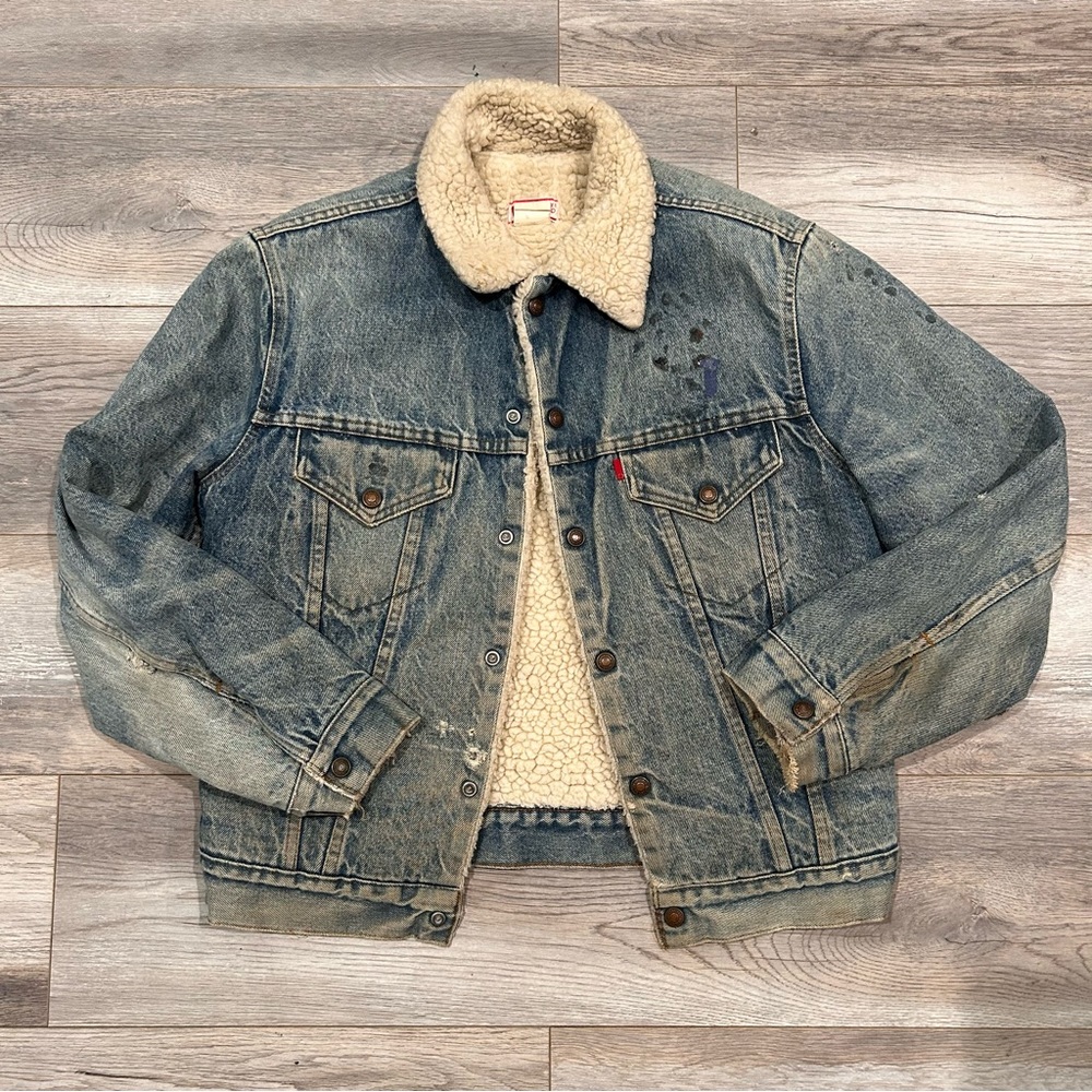 Vintage Levis Type 3 Sherpa Lined Denim Trucker Jean Jacket Size 40 Made in USA
